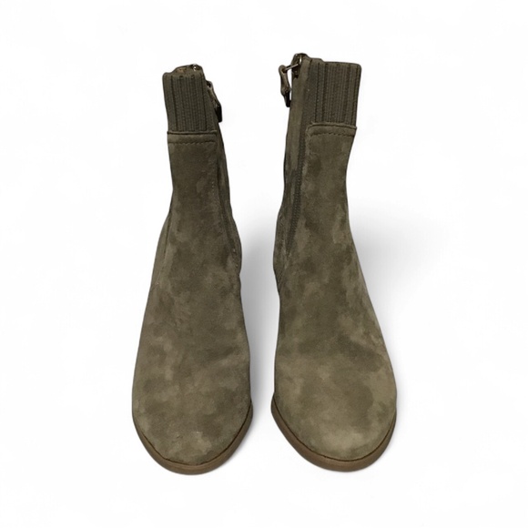 Vionic Womens Perk Kaylee Ankle Boots 5 Olive Suede Knit Heel Almond Toe - Picture 3 of 8